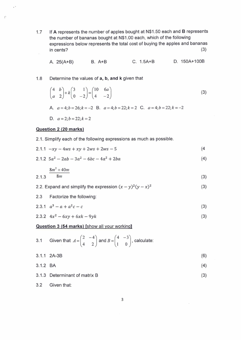BMS411S - BASIC MATHEMATICS - 2ND OPP - JULY 2023 :: NUST past ...
